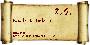 Kabát Iván névjegykártya